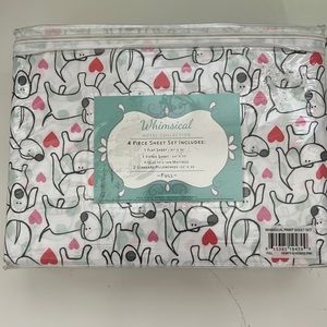 Full size sheet set - dogs and hearts